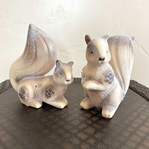 Tii Collections Handcrafted Snowy Squirrel Figurines Glitter Set of 2